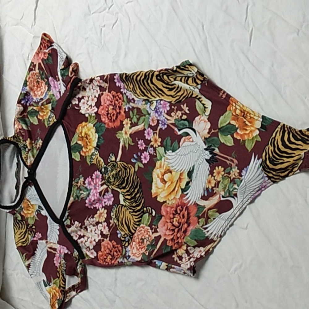 SOLD: Oriental Tiger & Crane Bodysuit